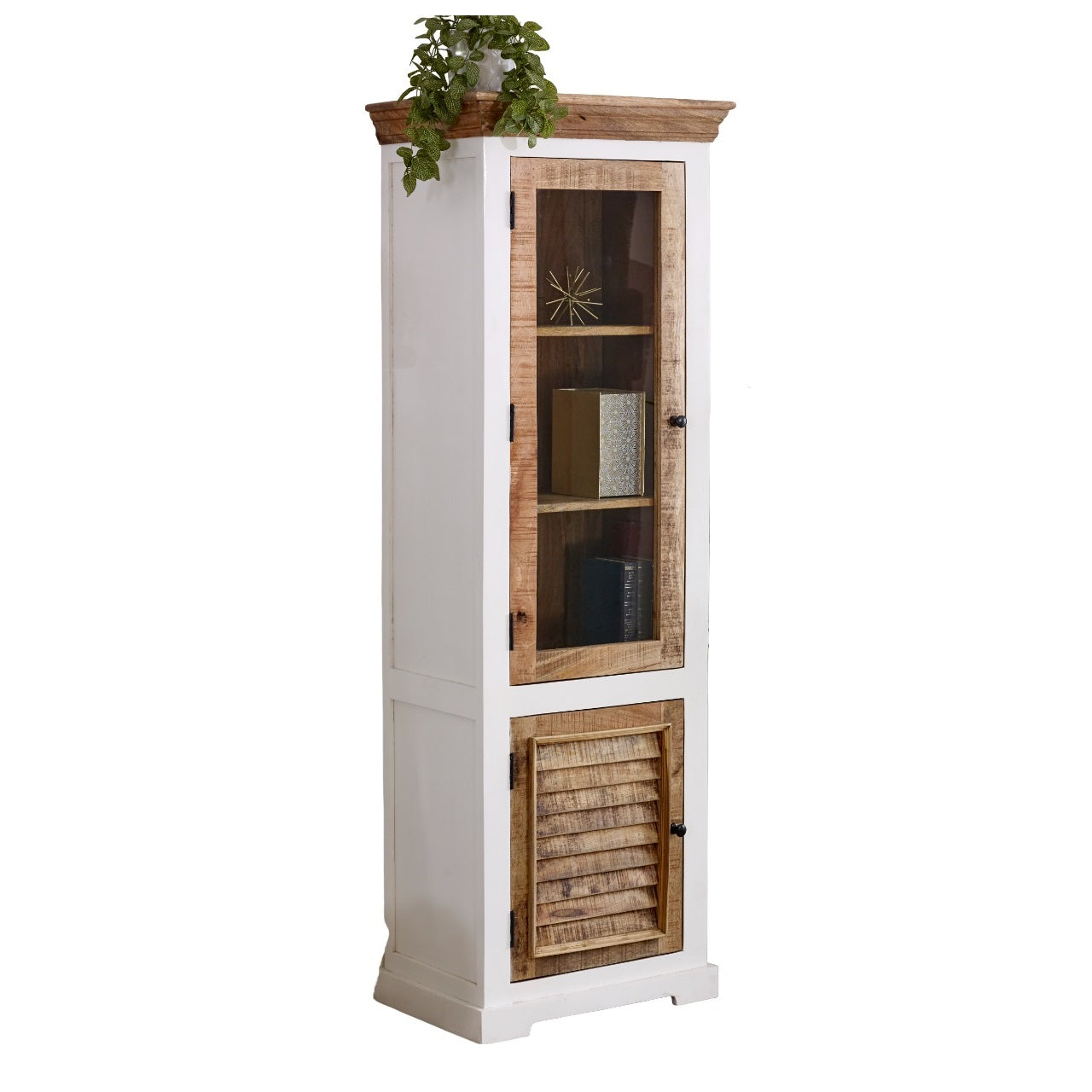 Alfie Wood Bookcase/Display Cabinet - 3 Shelves & 1 Door 100% Eco Sourced Mango Wood