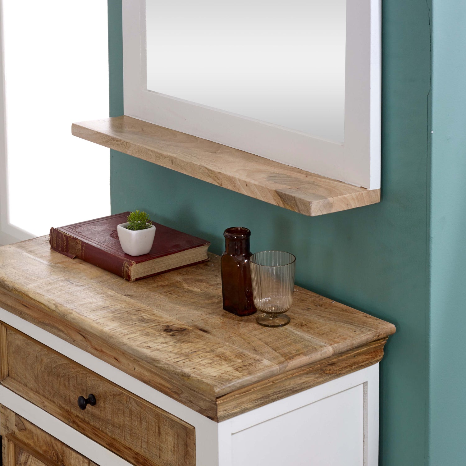 Alfie Mirror Frame With Shelf Solid Mango Wood