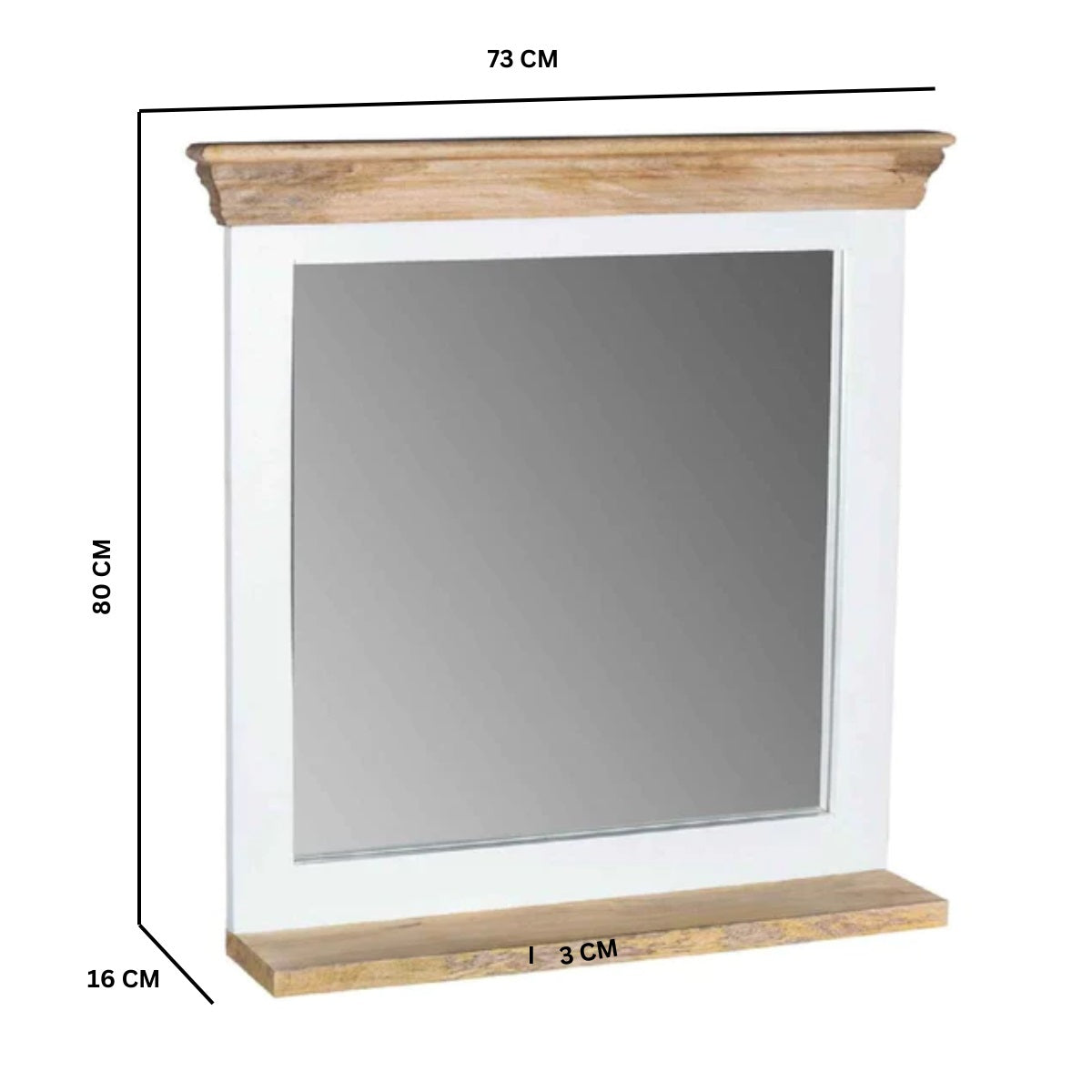 Alfie Mirror Frame With Shelf Solid Mango Wood