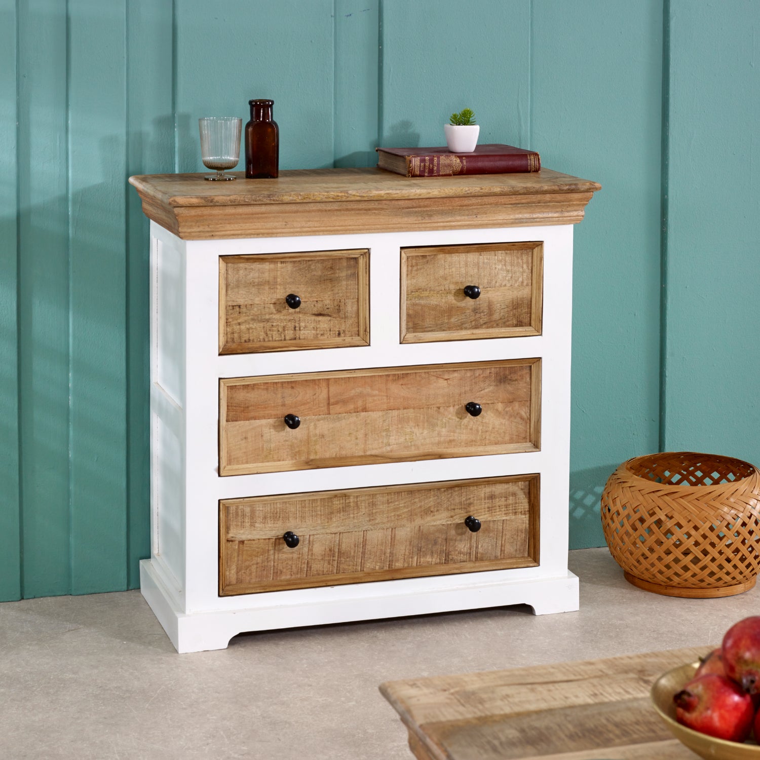 Alfie Solid Mango Wood 4 Chest Of Drawers 100% Eco Sourced Mango Wood