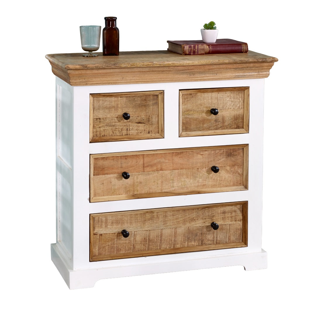 Alfie Solid Mango Wood 4 Chest Of Drawers 100% Eco Sourced Mango Wood