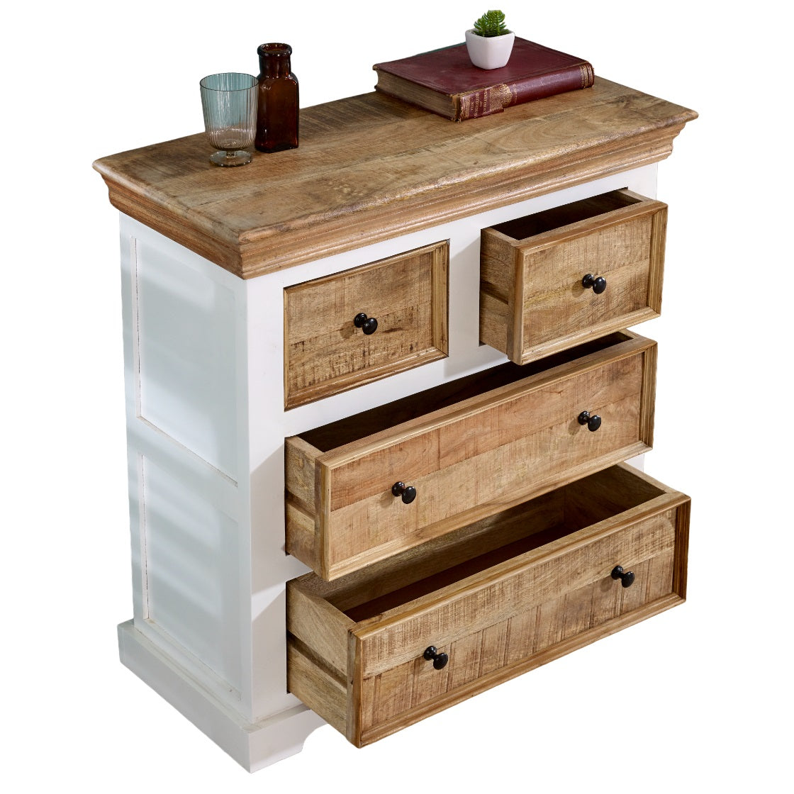 Alfie Solid Mango Wood 4 Chest Of Drawers 100% Eco Sourced Mango Wood