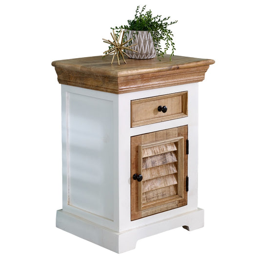 Alfie Solid Mango Wood Bedside Cabinet 1 Drawer + 1 Door 100% Eco Sourced Mango Wood