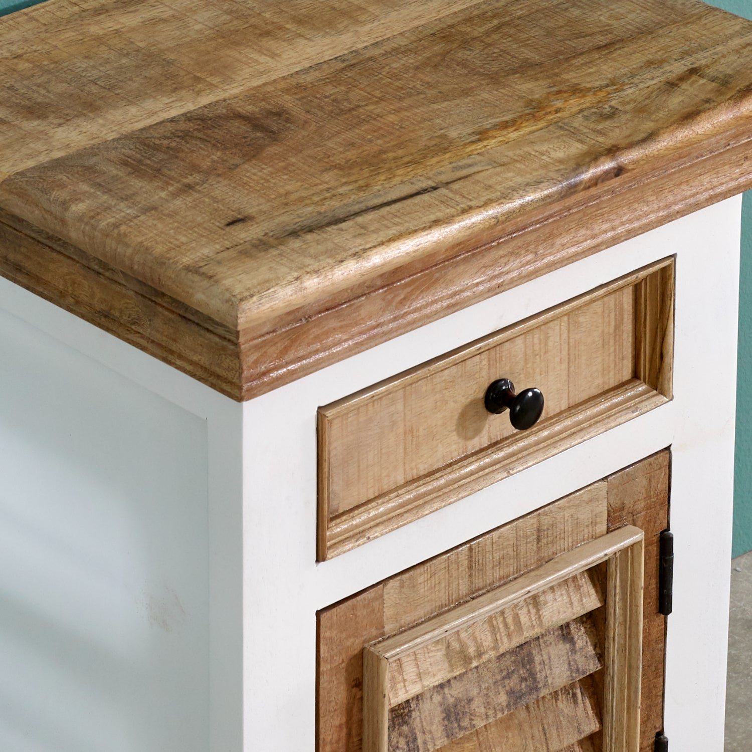 Alfie Solid Mango Wood Bedside Cabinet 1 Drawer + 1 Door 100% Eco Sourced Mango Wood