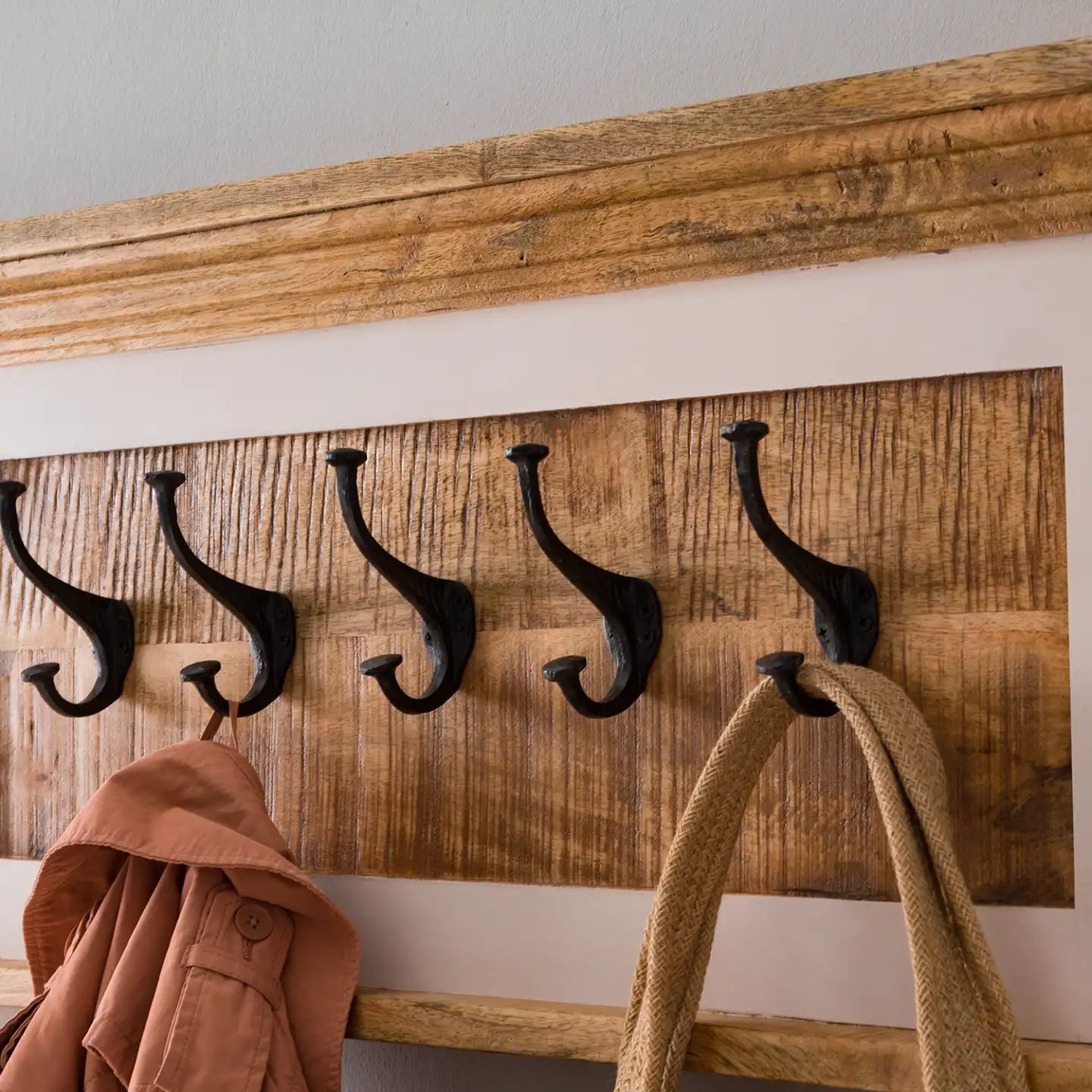 Alfie Wood Shoe Rack & Hanger Wall Hook Set 100% Eco Sourced Mango Wood