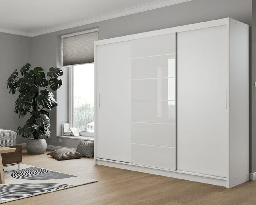 Malibu 250 Sliding Wardrobe - Mirrored Door LED Lighting