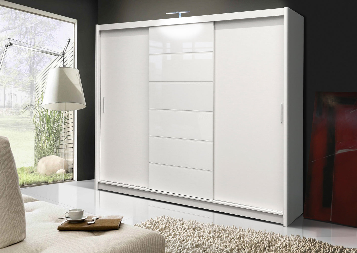 Malibu 250 Sliding Wardrobe - Mirrored Door LED Lighting