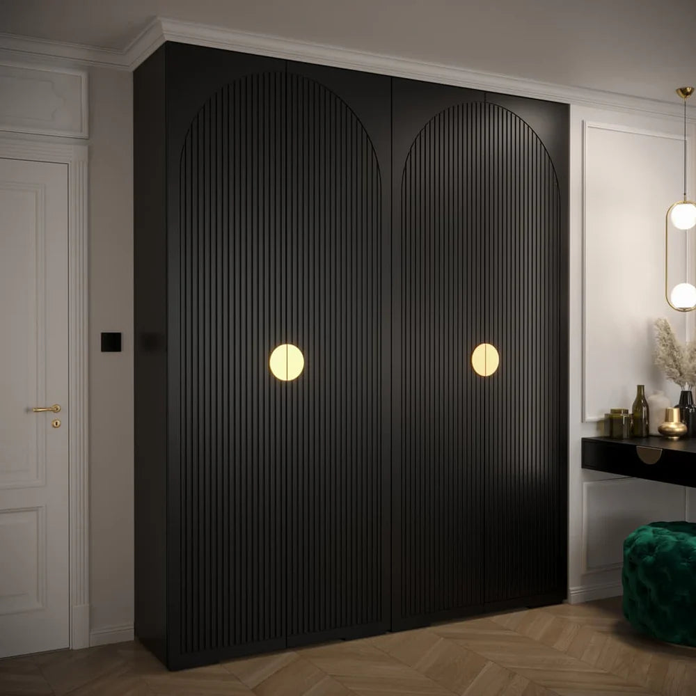 Manhattan I Hinged Door Wardrobe 200cm White Black