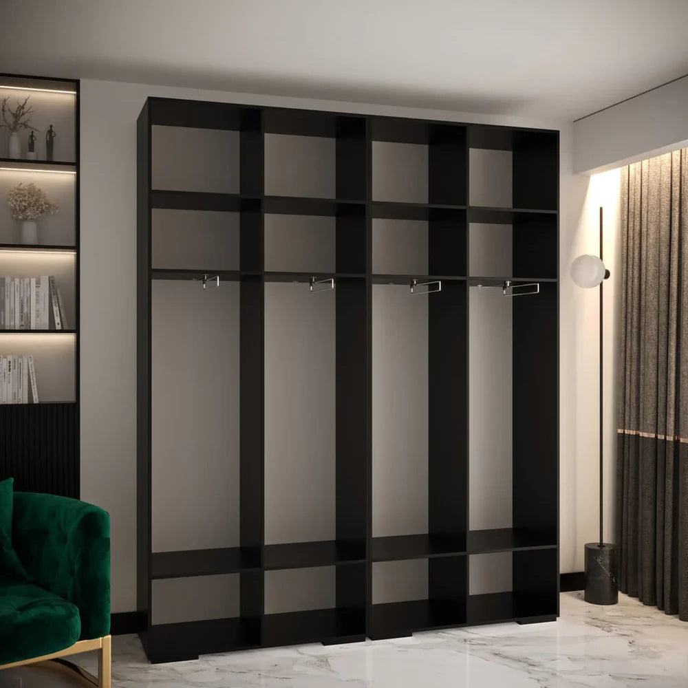 Manhattan I Hinged Door Wardrobe 200cm White Black