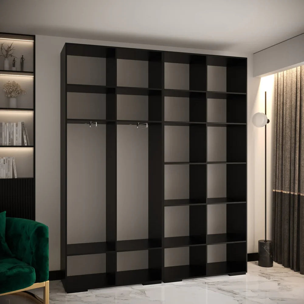 Manhattan I Hinged Door Wardrobe 200cm White Black