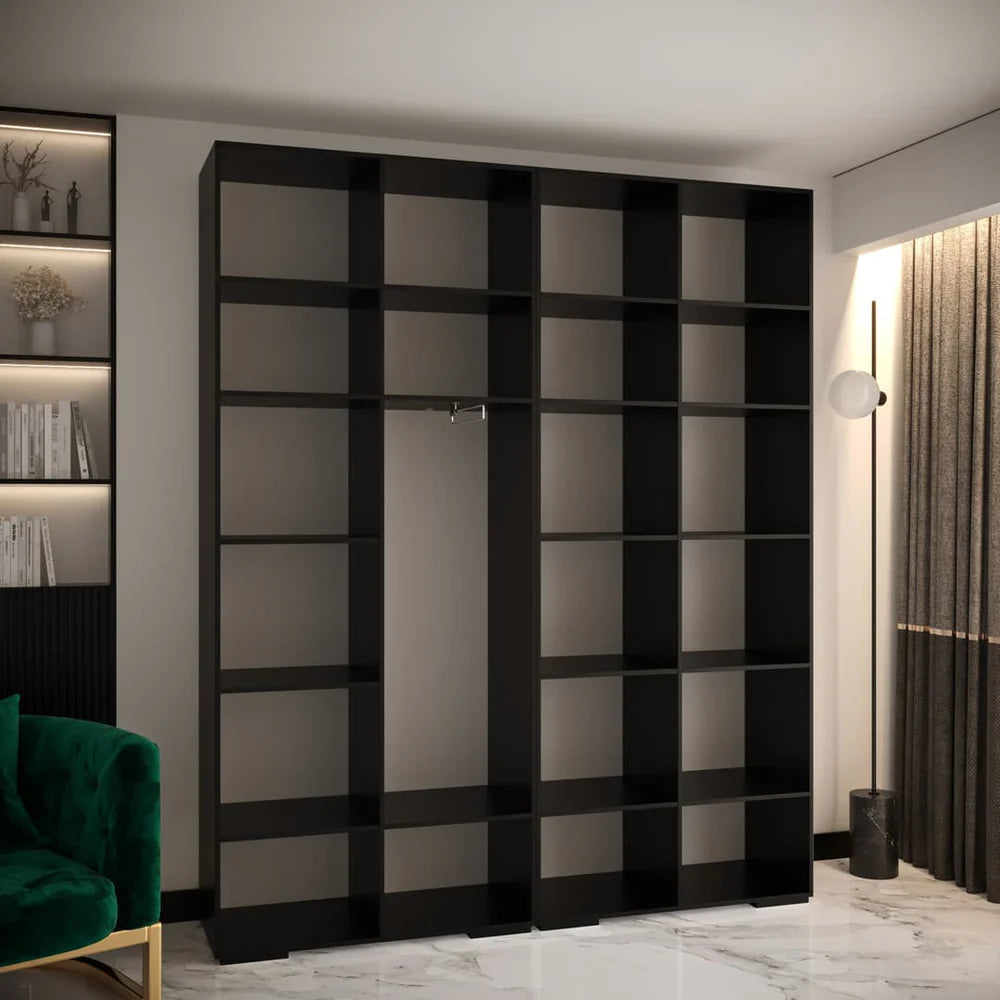 Manhattan I Hinged Door Wardrobe 200cm White Black