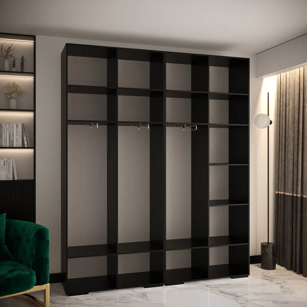 Manhattan I Hinged Door Wardrobe 200cm White Black