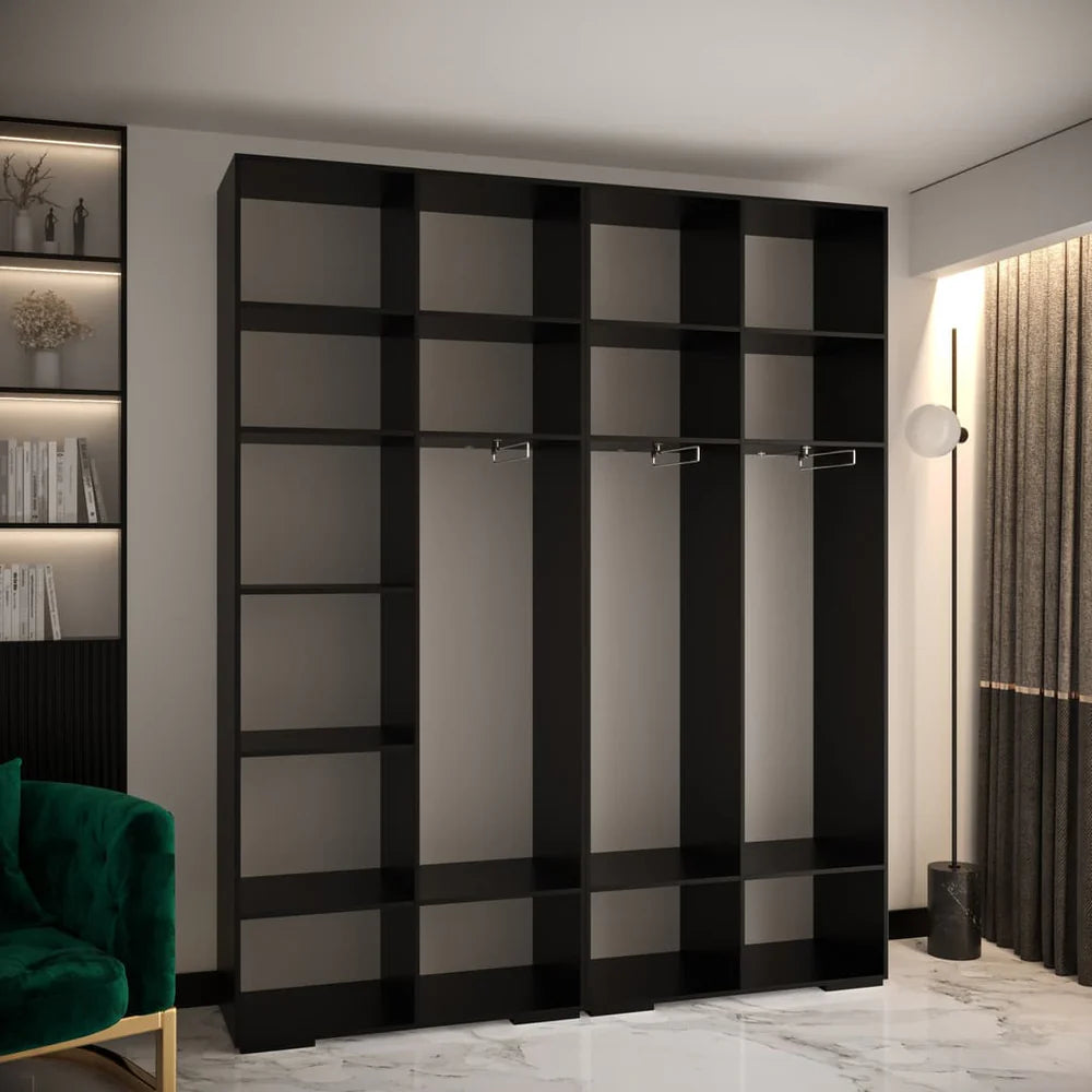 Manhattan I Hinged Door Wardrobe 200cm White Black