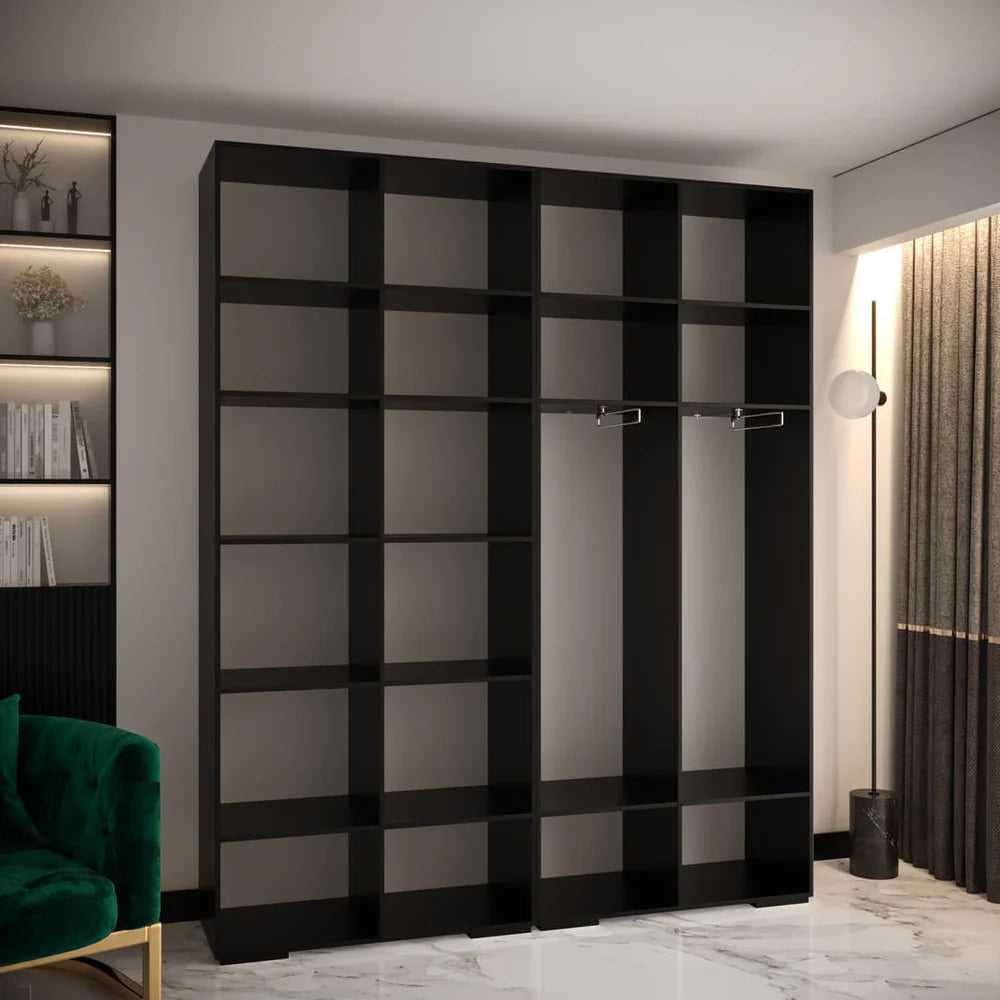 Manhattan I Hinged Door Wardrobe 200cm White Black