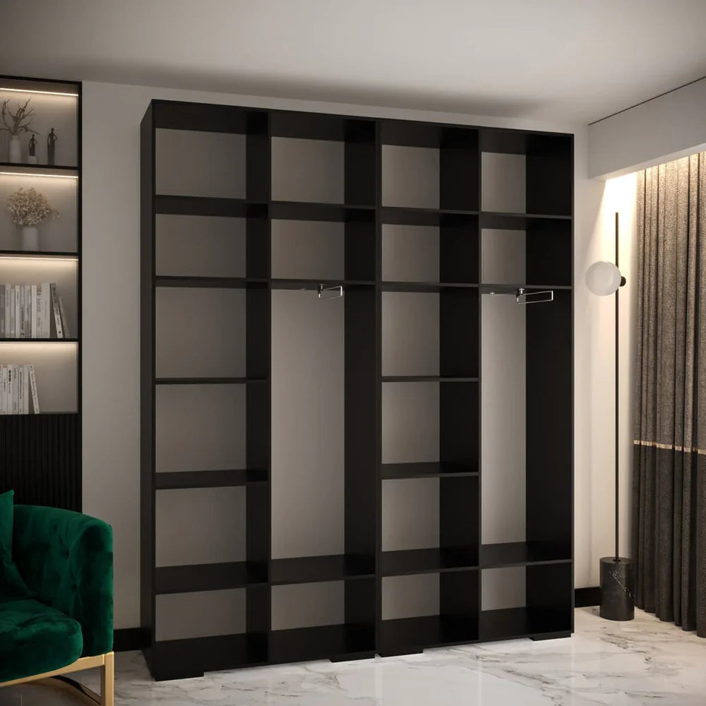 Manhattan I Hinged Door Wardrobe 200cm White Black