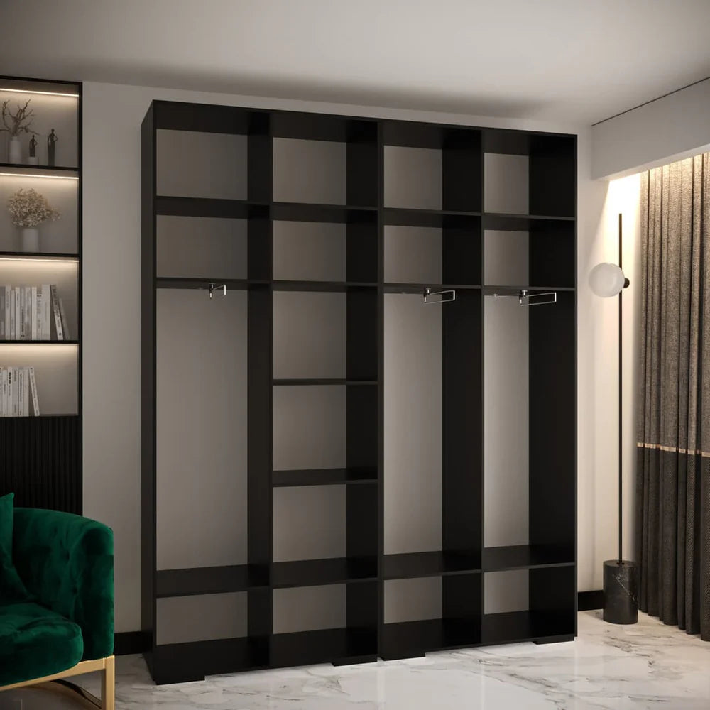 Manhattan I Hinged Door Wardrobe 200cm White Black