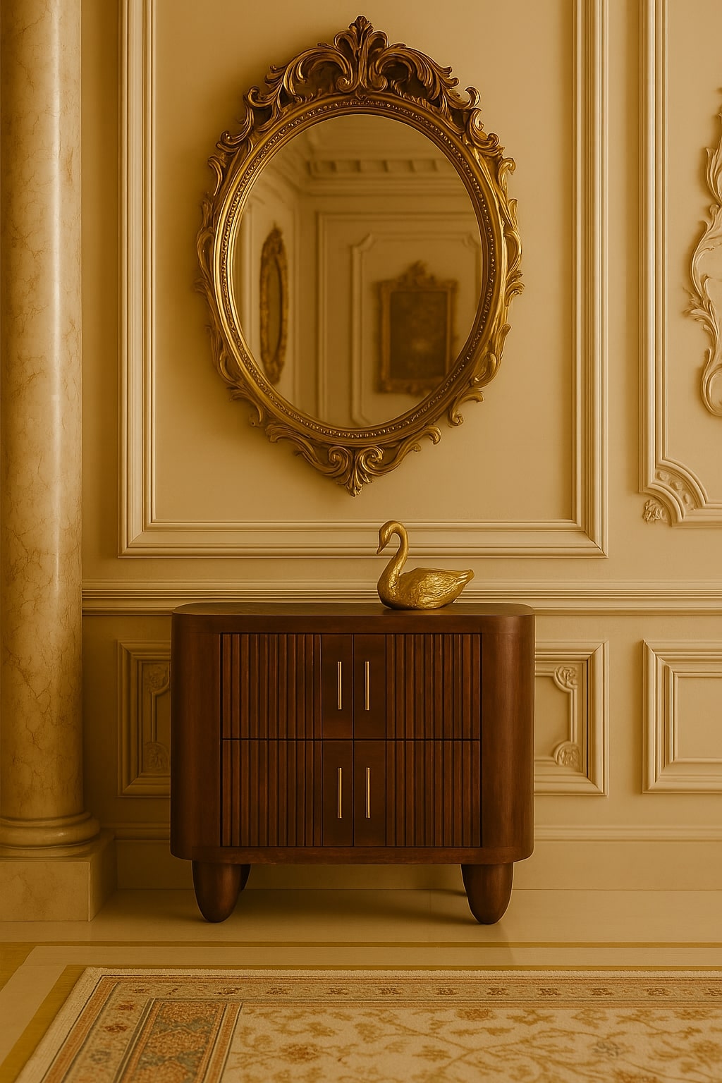 Marlowe Fluted Nightstand. 100% Solid Mango Wood