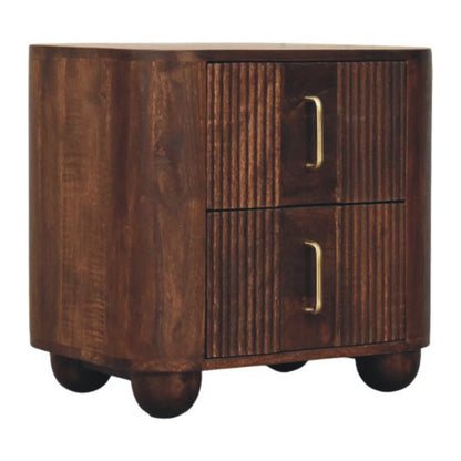 Marlowe Fluted Nightstand. 100% Solid Mango Wood