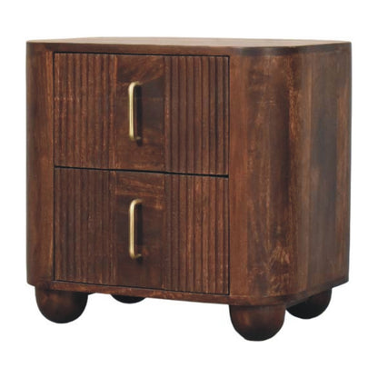Marlowe Fluted Nightstand. 100% Solid Mango Wood