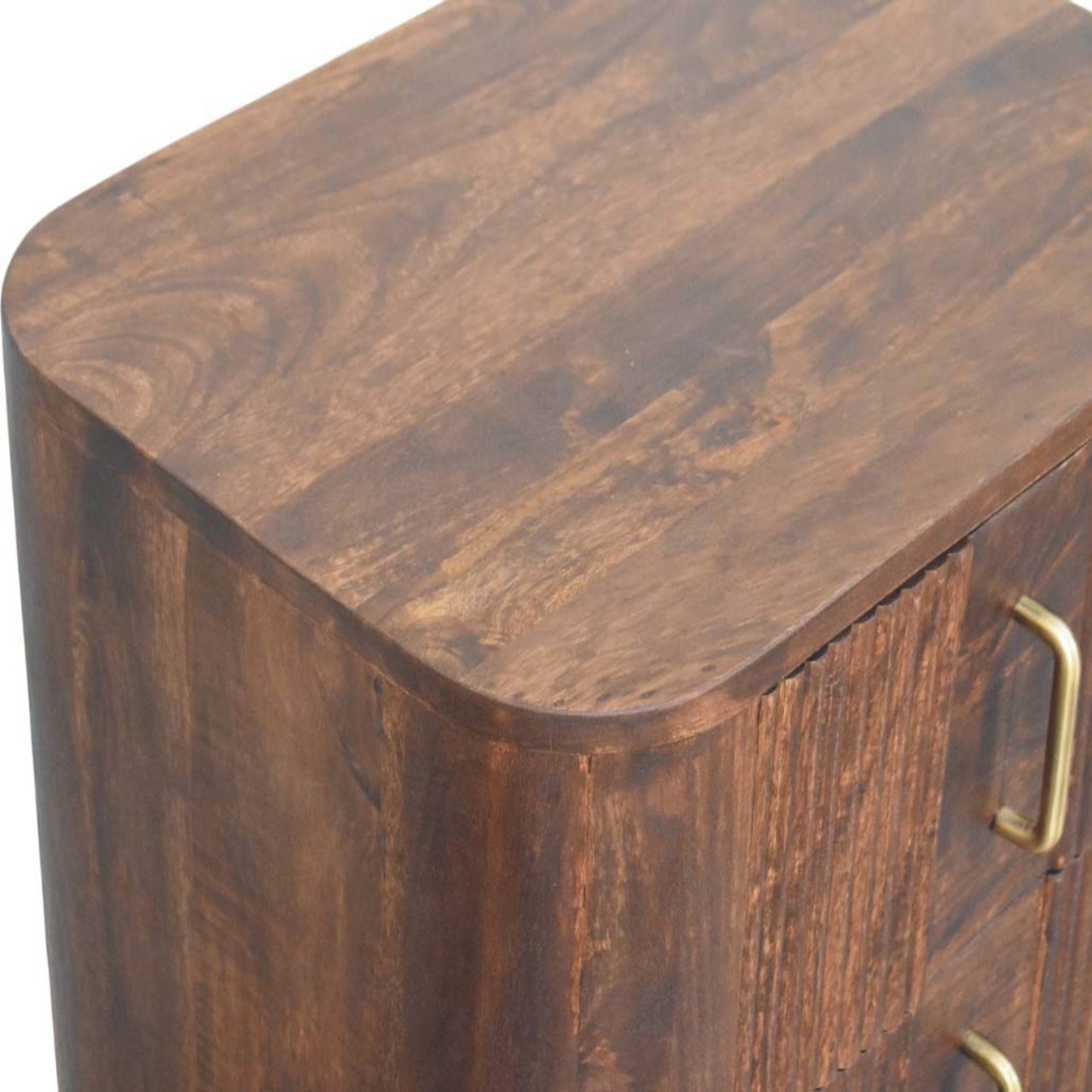 Marlowe Fluted Nightstand. 100% Solid Mango Wood