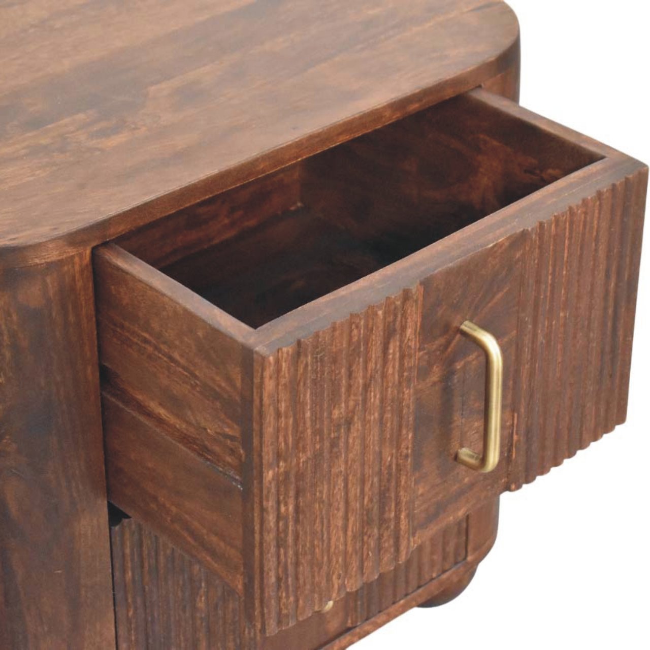 Marlowe Fluted Nightstand. 100% Solid Mango Wood