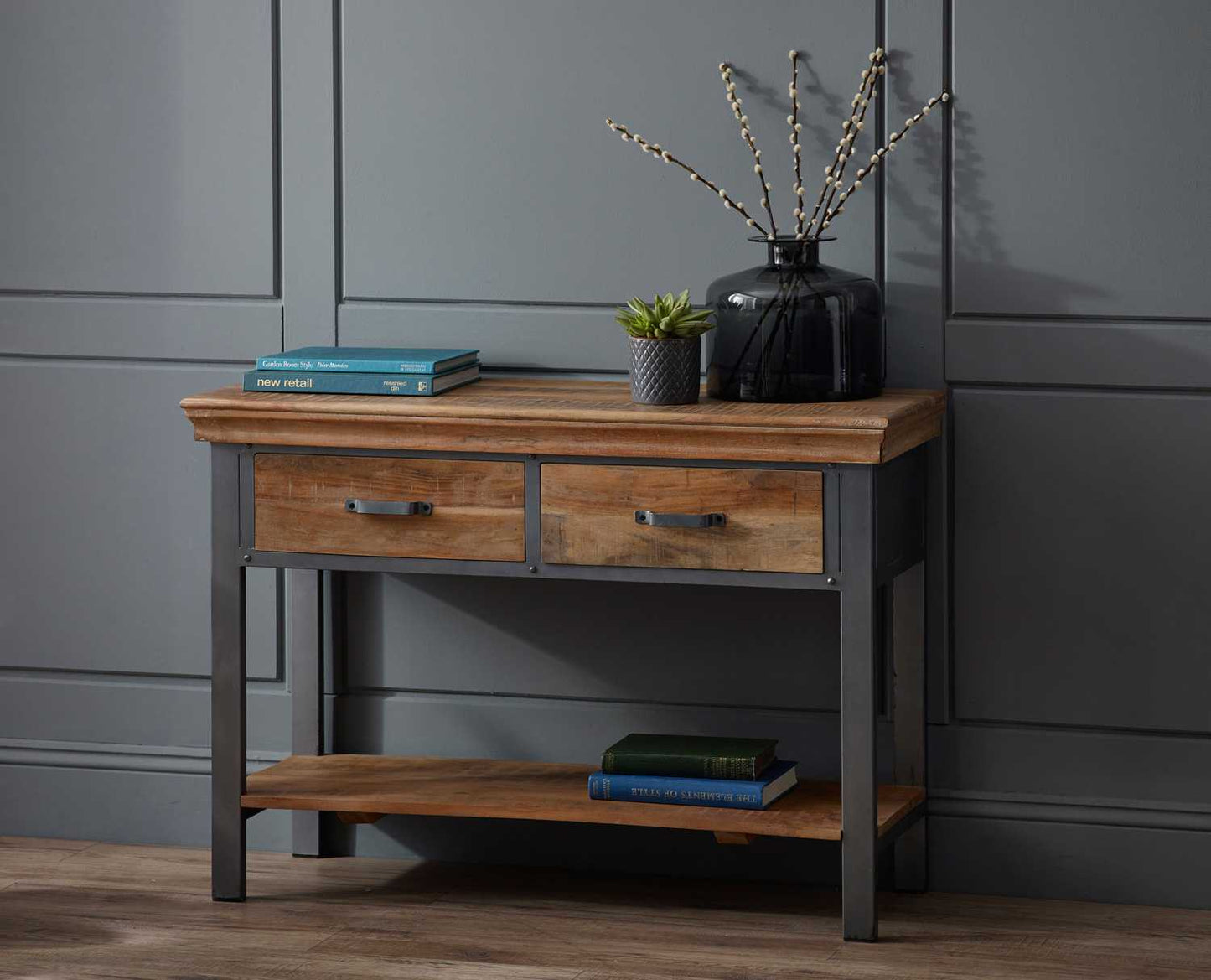 Metropolis Industrial  Console , solid wood and metal style