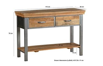 Metropolis Industrial  Console , solid wood and metal style