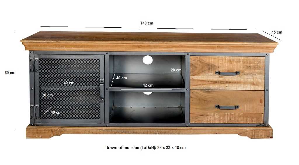 Metropolis TV Media Unit.  Solid Acacia Wood 