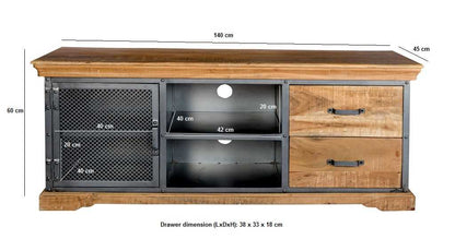 Metropolis TV Media Unit.  Solid Acacia Wood 
