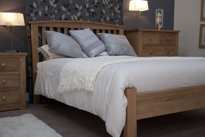 Milano Arched Kingsize Rail Bed. 100% Solid Oak
