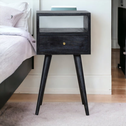 Mini Ash Black Bedside. 100% Solid Mango Wood