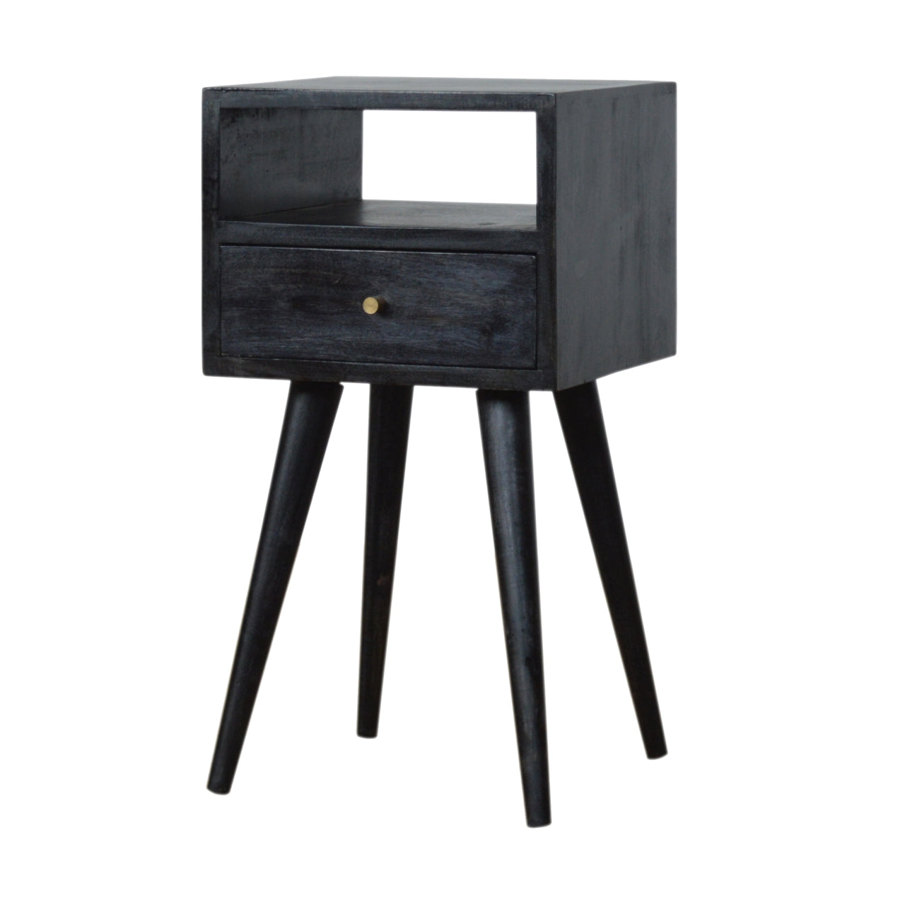 Mini Ash Black Bedside. 100% Solid Mango Wood