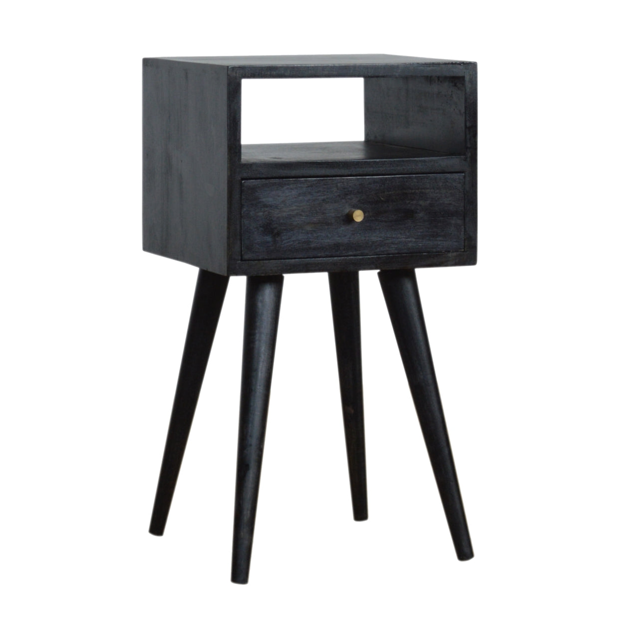 Mini Ash Black Bedside. 100% Solid Mango Wood
