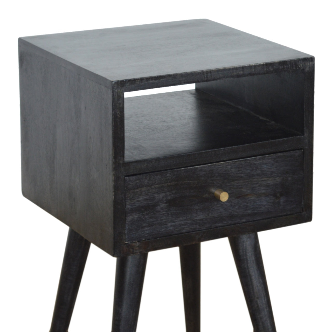 Mini Ash Black Bedside. 100% Solid Mango Wood