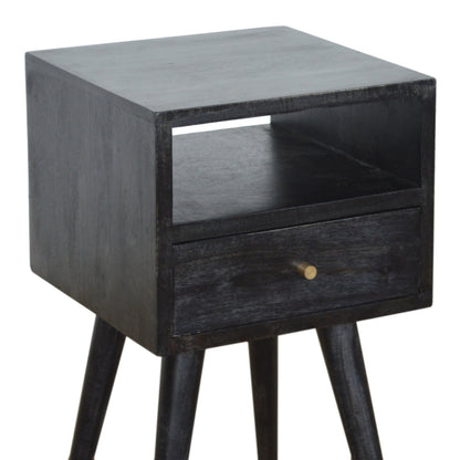 Mini Ash Black Bedside. 100% Solid Mango Wood