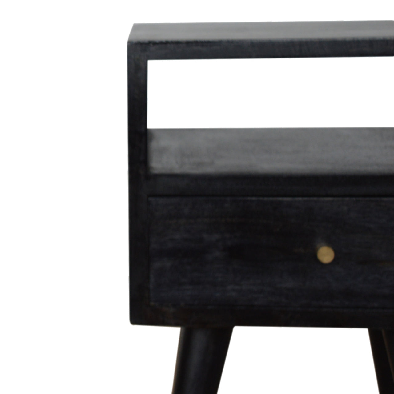 Mini Ash Black Bedside. 100% Solid Mango Wood