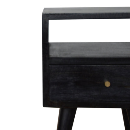 Mini Ash Black Bedside. 100% Solid Mango Wood