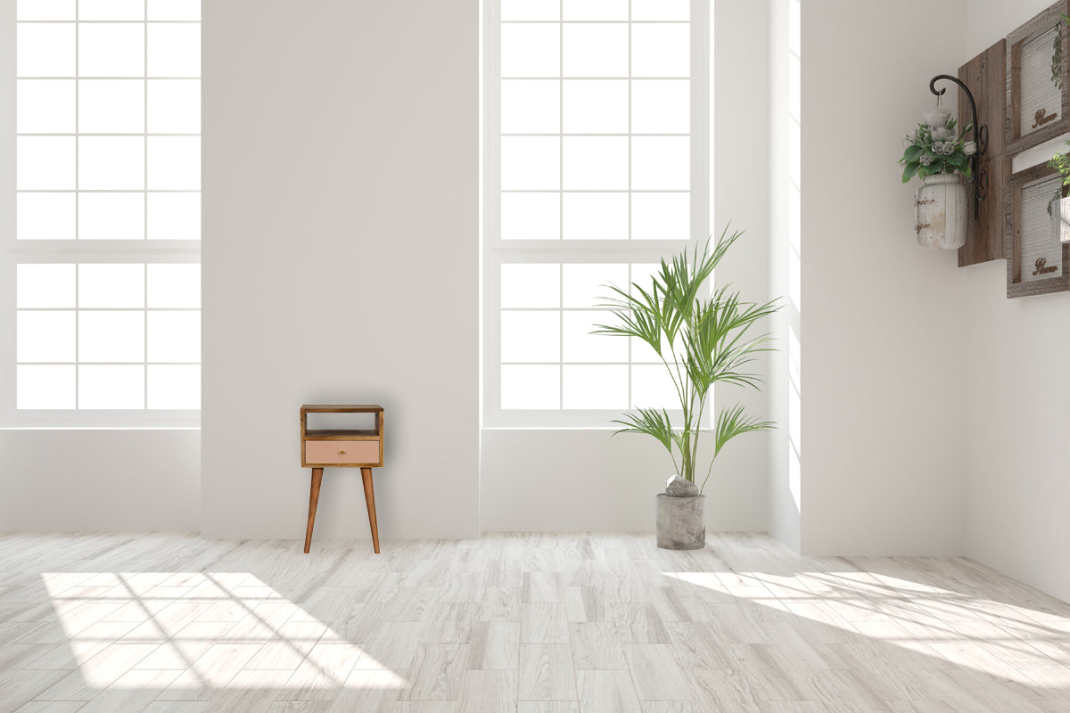 Mini Blush Hand Painted Bedside. 100% Solid Mango Wood