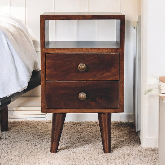 Mini California Walnut Bedside. 100% Solid Mango Wood 