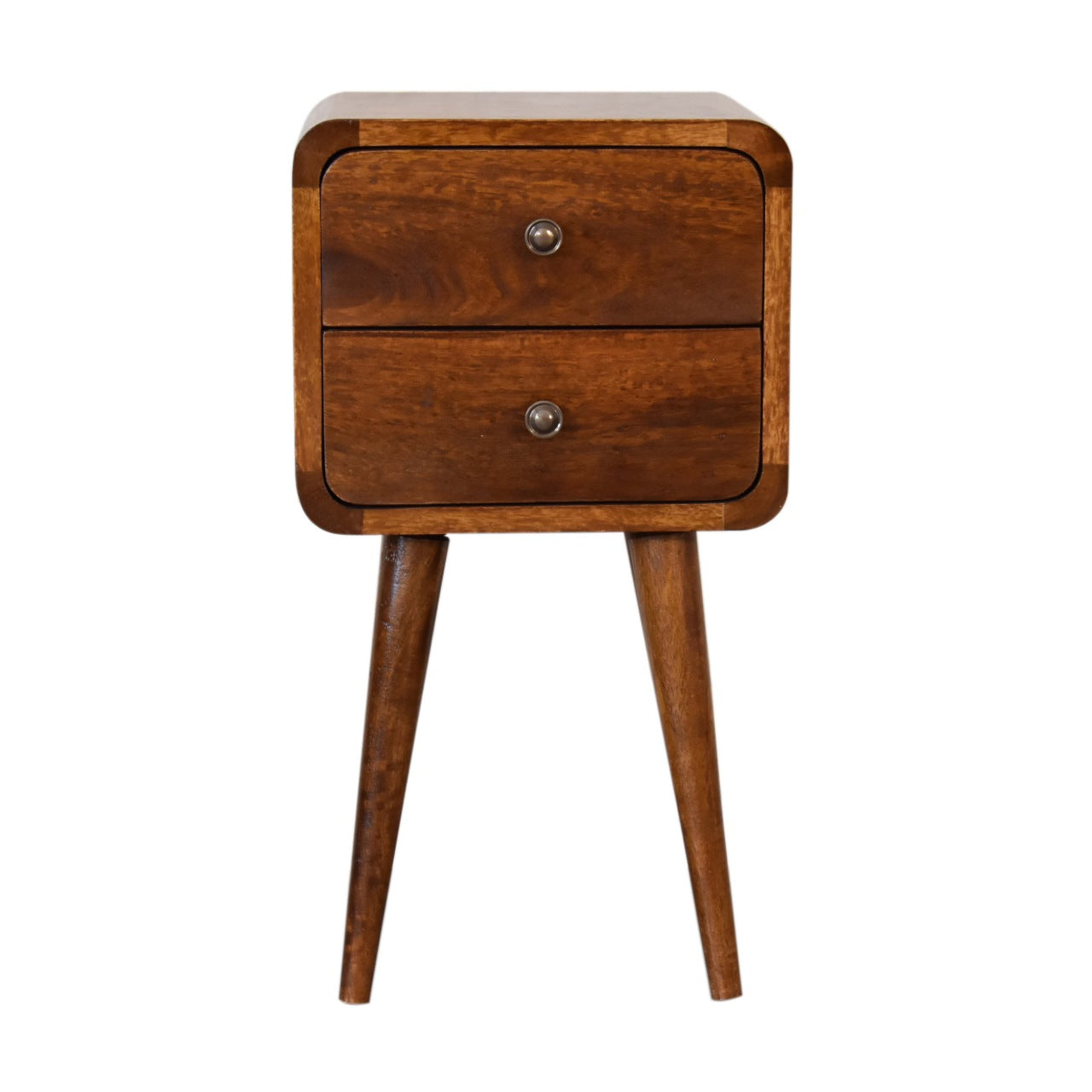 Mini Chestnut Curved Bedside 100% Solid Mango Wood