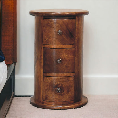 Mini Chestnut Drum Chest.100% Solid Mango Wood
