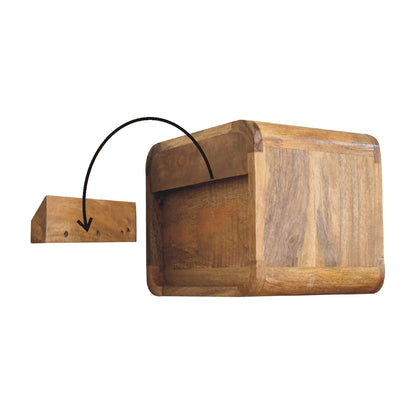 Mini Curve Oak-ish Floating Bedside 100% Solid Mango Wood