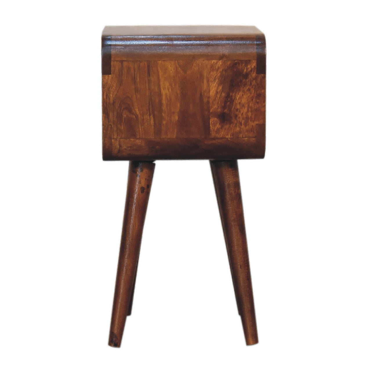Mini Curved Chestnut Bedside. 100% Solid Mango Wood.