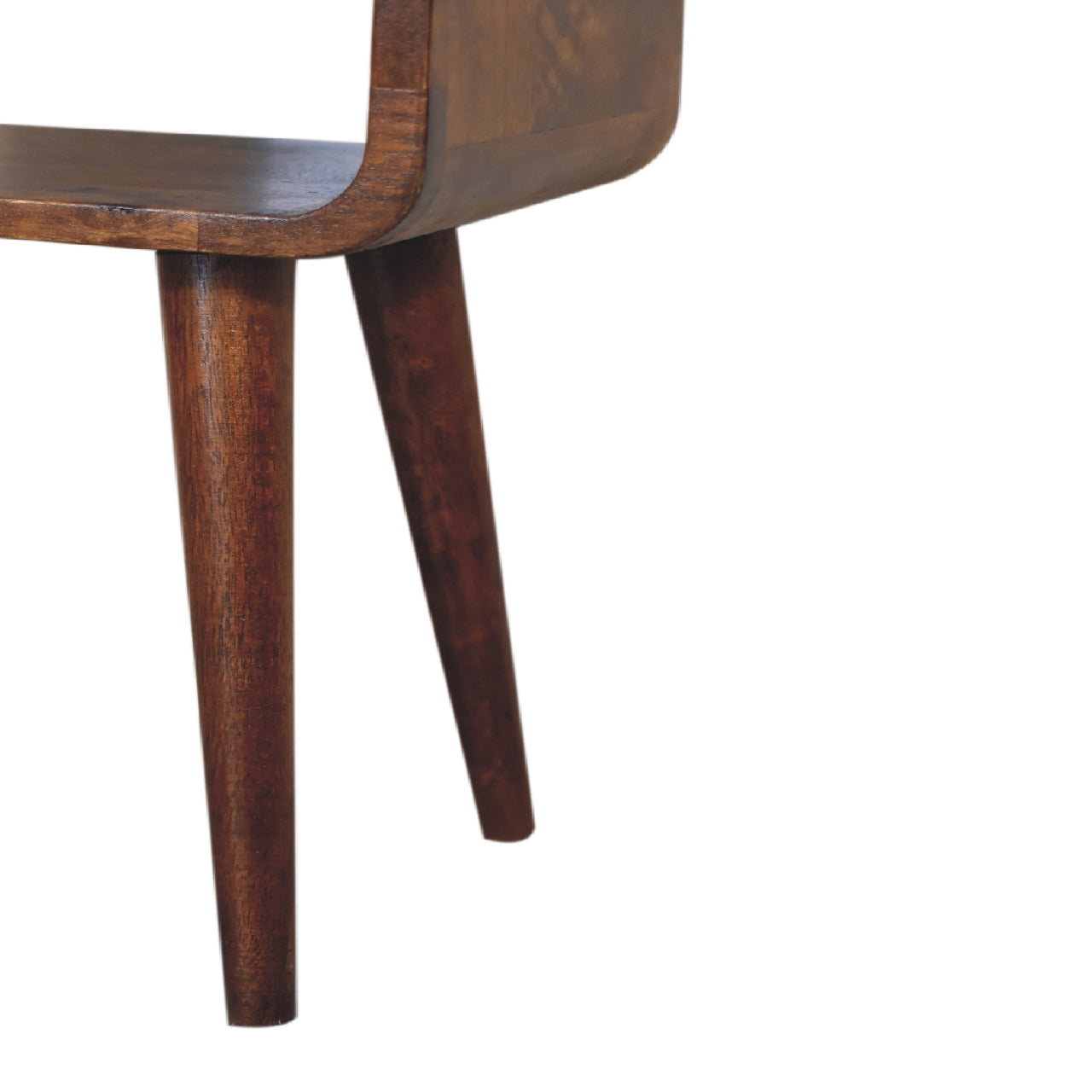 Mini Curved Chestnut Bedside. 100% Solid Mango Wood.