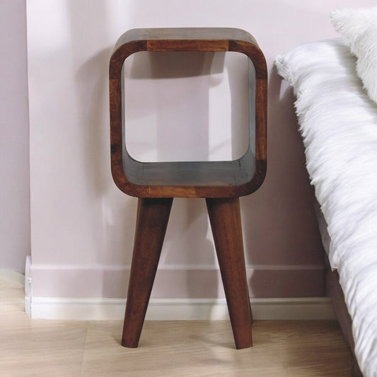 Mini Curved Chestnut Bedside. 100% Solid Mango Wood