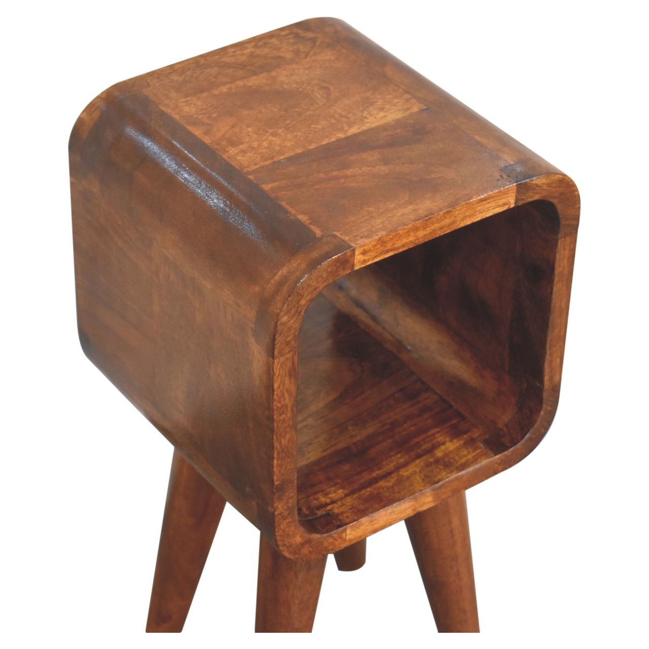 Mini Curved Chestnut Bedside. 100% Solid Mango Wood