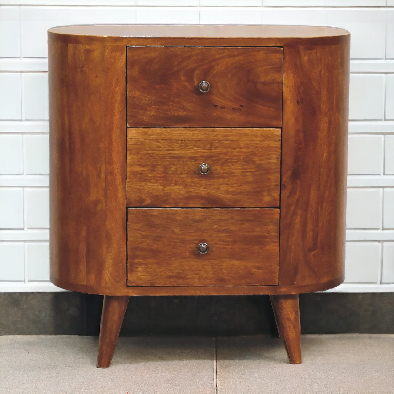 Mini Curved Chestnut Chest. 100% Solid Mango Wood