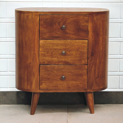 Mini Curved Chestnut Chest. 100% Solid Mango Wood