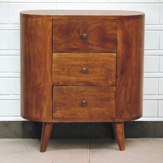 Mini Curved Chestnut Chest. 100% Solid Mango Wood