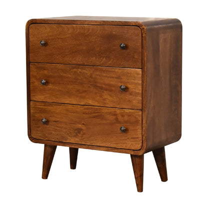 Mini Curved Chestnut Chest. 100% Solid Mango Wood